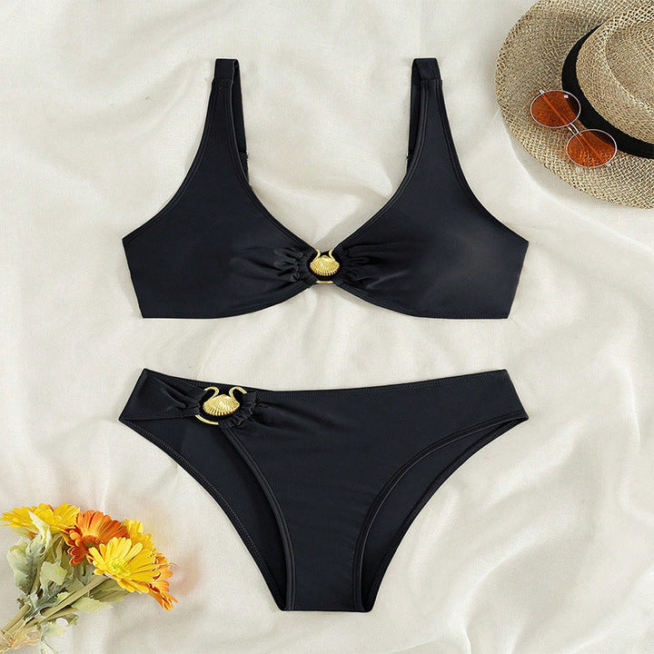 Damen Zweiteiliger Bikini mit eleganten goldenen Akzenten Drune