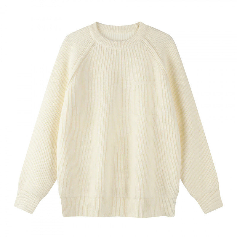 Unisex Oversize Feinstrickpullover mit Rundhals, Raglanärmeln und Rippbündchen Drune