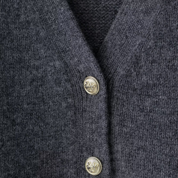 Damen leichte Strickjacke mit Knopfverschluss und aufgesetzten Taschen Drune