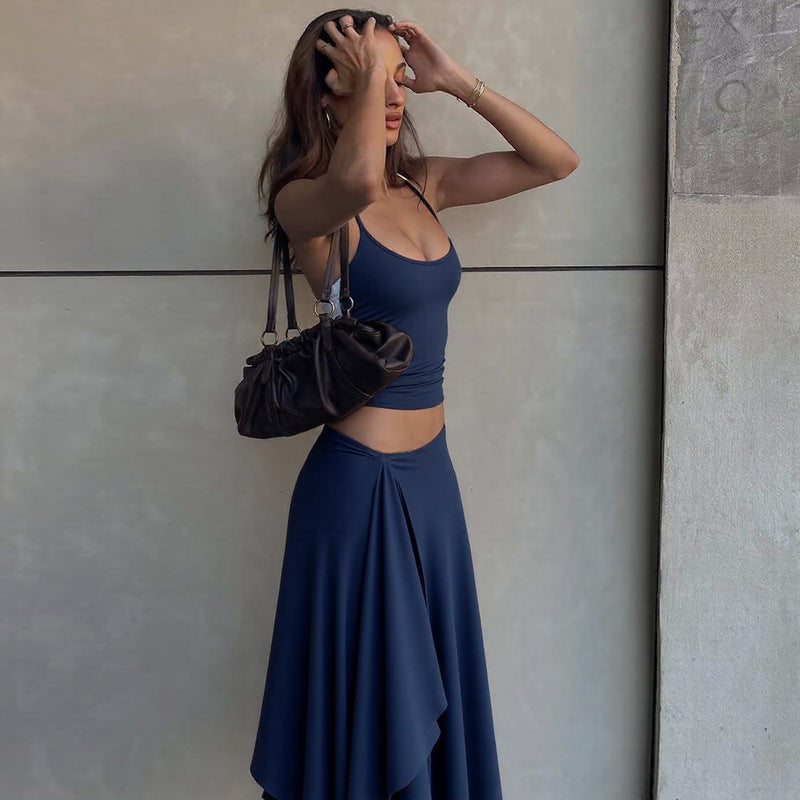 Damen Maxikleid mit asymmetrischem Saum und verstellbarem Träger Drune