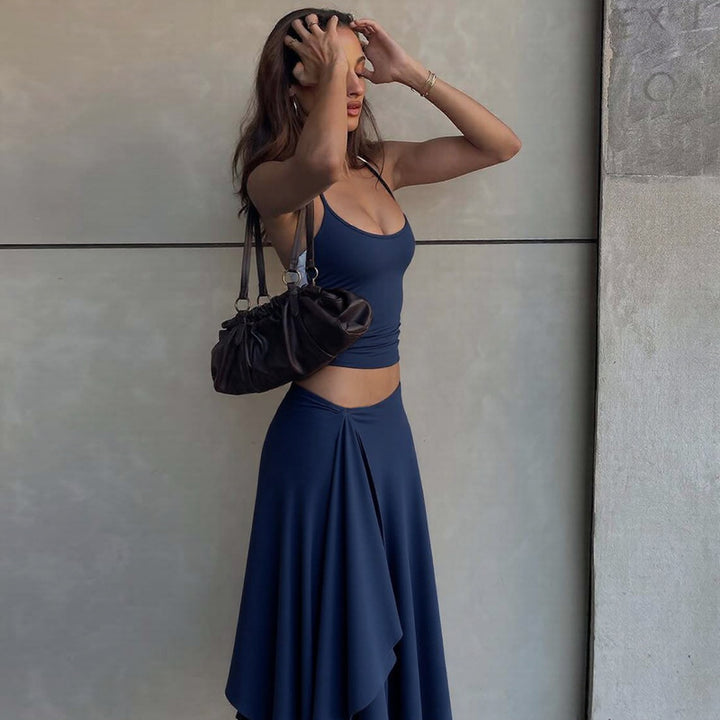Damen Maxikleid mit asymmetrischem Saum und verstellbarem Träger Drune