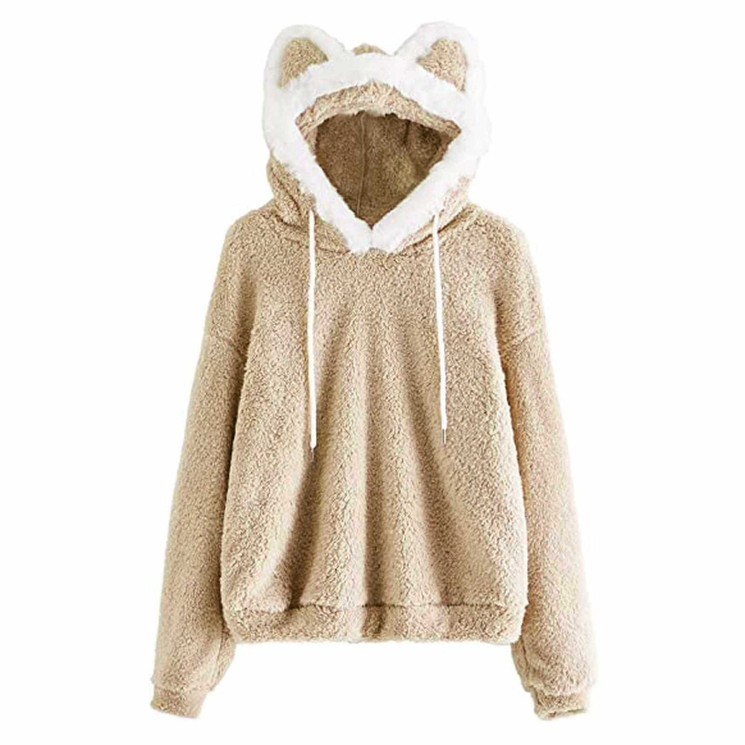 Damen Kuscheliger Hoodie mit Katzengesicht Drune