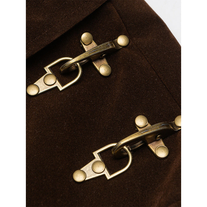 Herren Kurzjacke aus Velourslederoptik mit dekorativen Schulter-Schnallen und verdecktem Reißverschluss Drune
