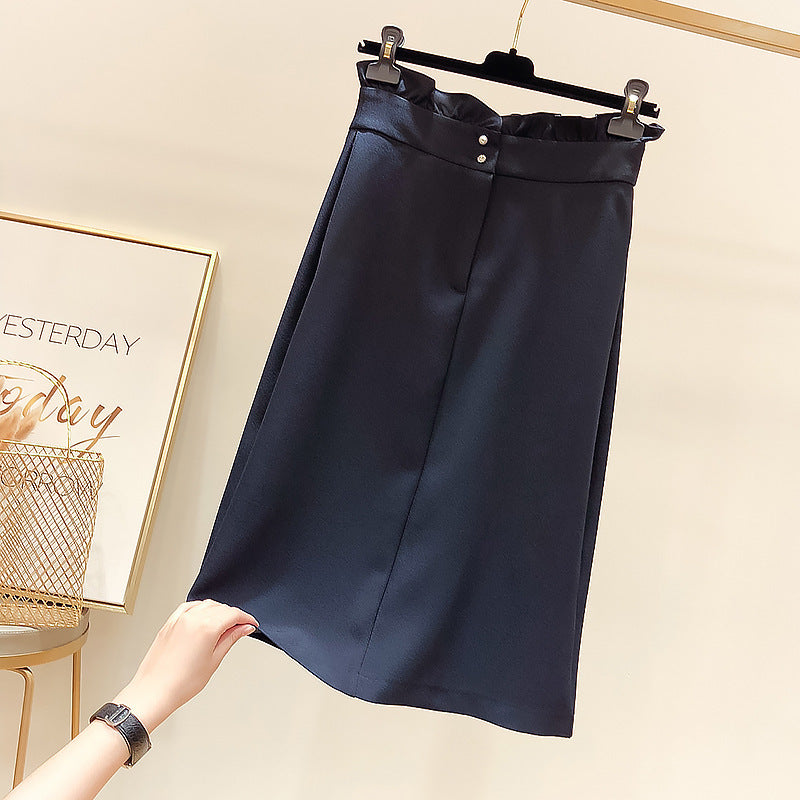 Damen Eleganter Midi-Rock mit Falten-Design Drune