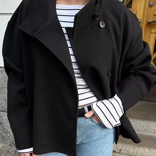 Damen modische Übergangsjacke mit hohem Stehkragen Drune