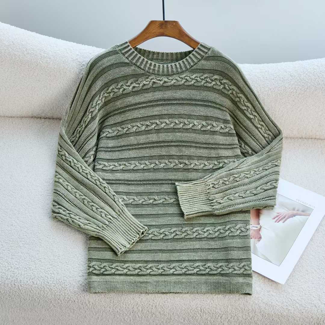 Damen Strickpullover mit strukturiertem Zopfmuster und lässigem Schnitt Drune