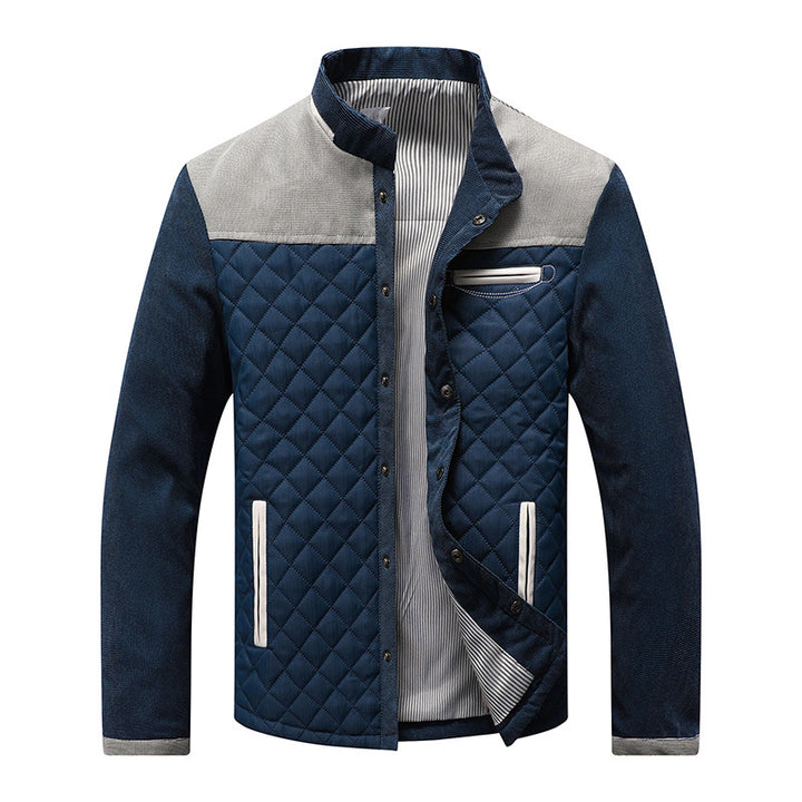 Herren Steppjacke mit Diamantsteppung, Kontrastbesatz und Stehkragen Drune