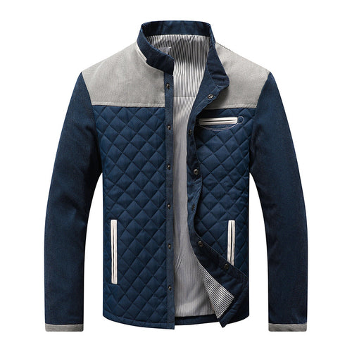 Herren Steppjacke mit Diamantsteppung, Kontrastbesatz und Stehkragen Drune