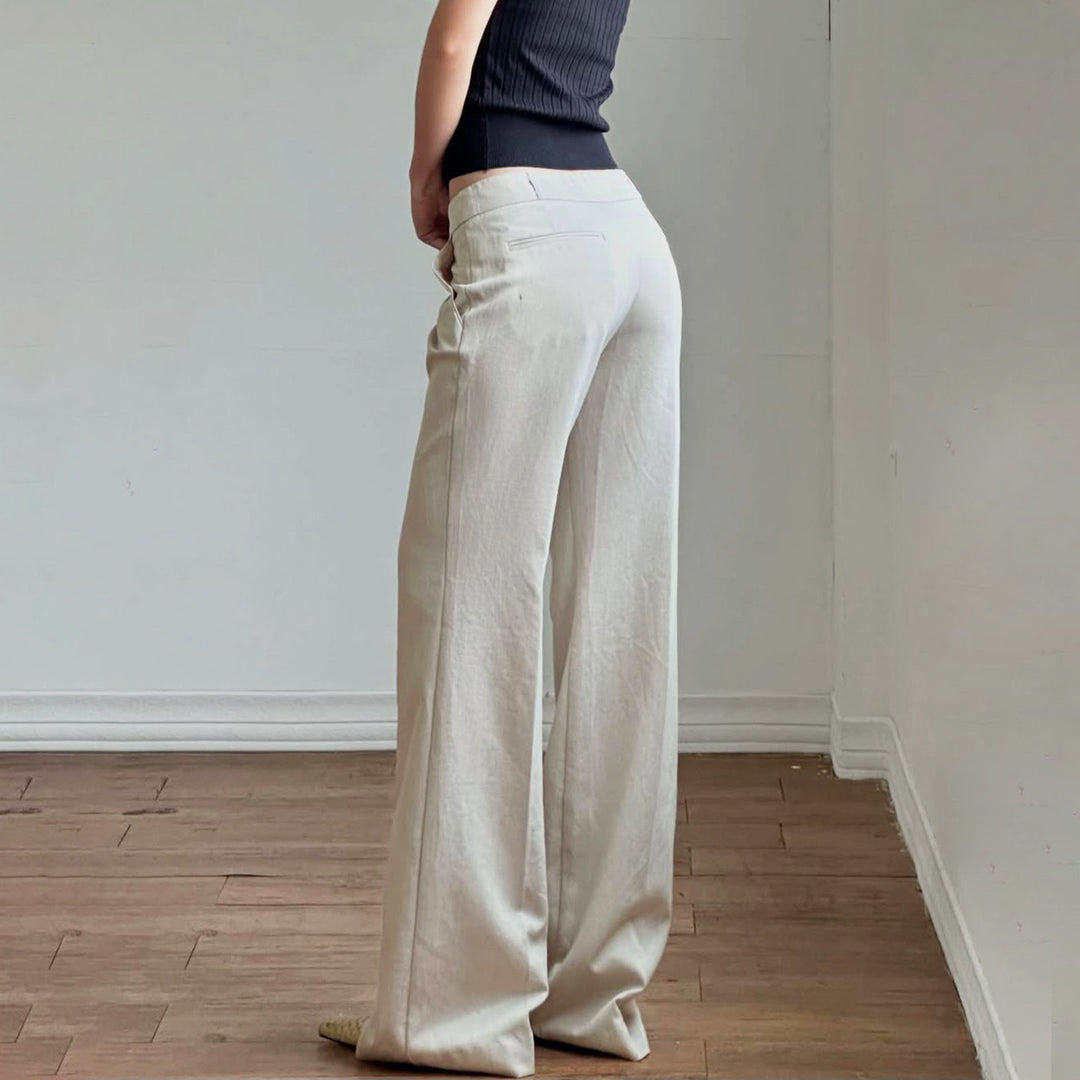 Damen weite Business-Hose mit hohem Bund und eleganten Taschen Drune