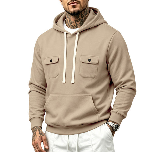 Herren Kapuzenpullover mit Brustklappen- und Kängurutasche Drune