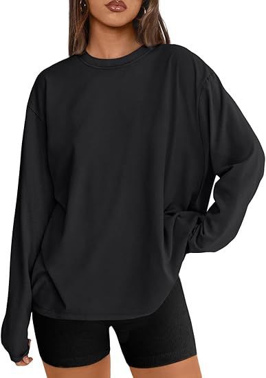 Damen Oversize-Sweatshirt mit Rundhalsausschnitt und verlängertem Saum Drune