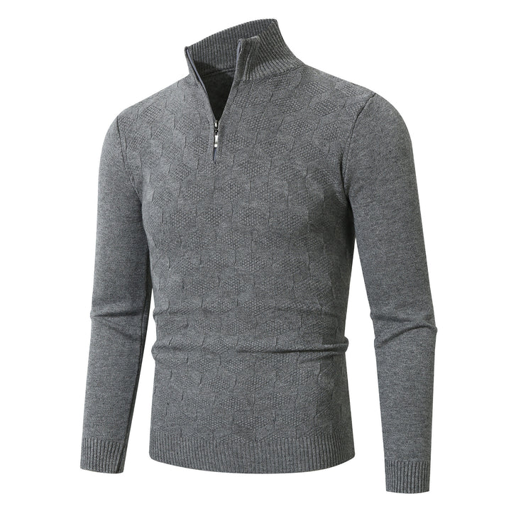 Herren modischer Strickpullover mit halbem Reißverschluss und strukturiertem Design Drune