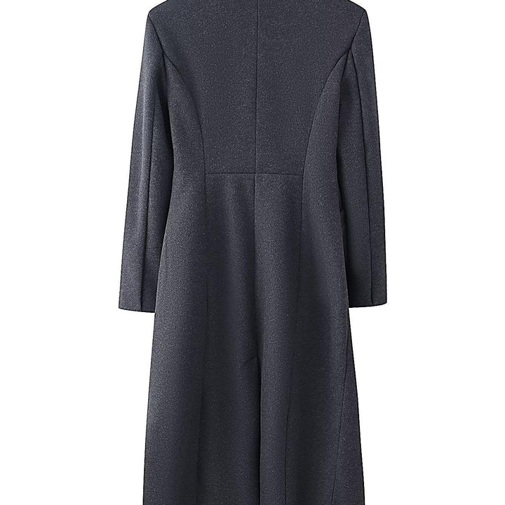 Damen Eleganter Wollmix-Langmantel mit schalkragenloser Optik und Ein-Knopf-Verschluss Drune