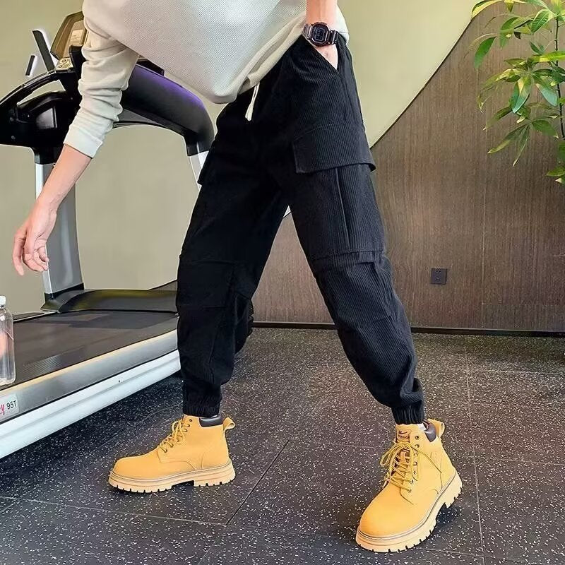 Herren Cargo-Jogginghose aus Cordoptik mit Mehrfach‑Taschen und elastischem Saum Drune
