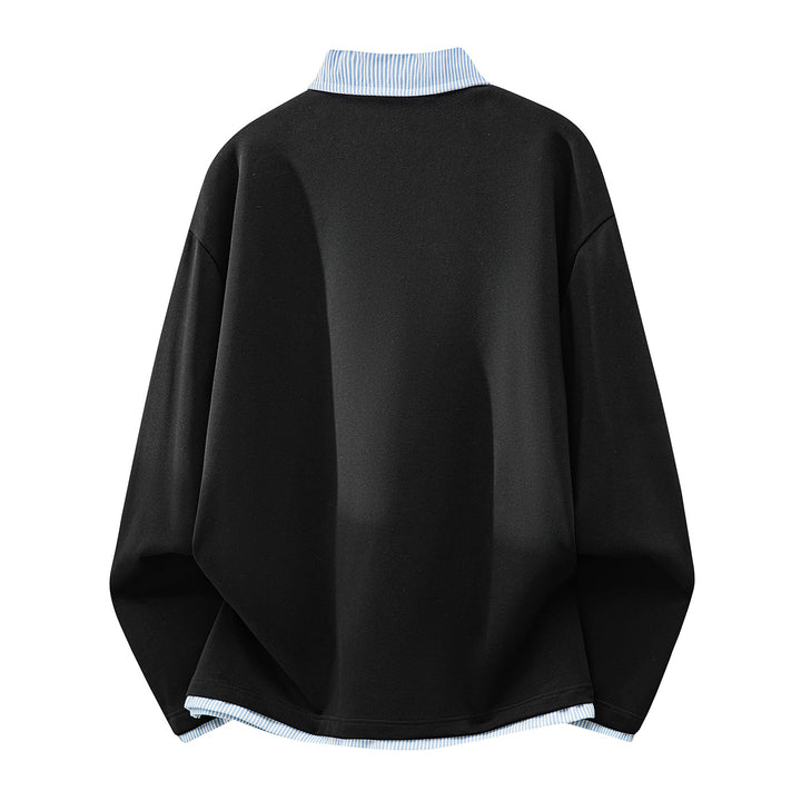 Unisex Oversize-Sweatshirt mit eingearbeitetem Hemdkragen und V-Ausschnitt-Detail Drune