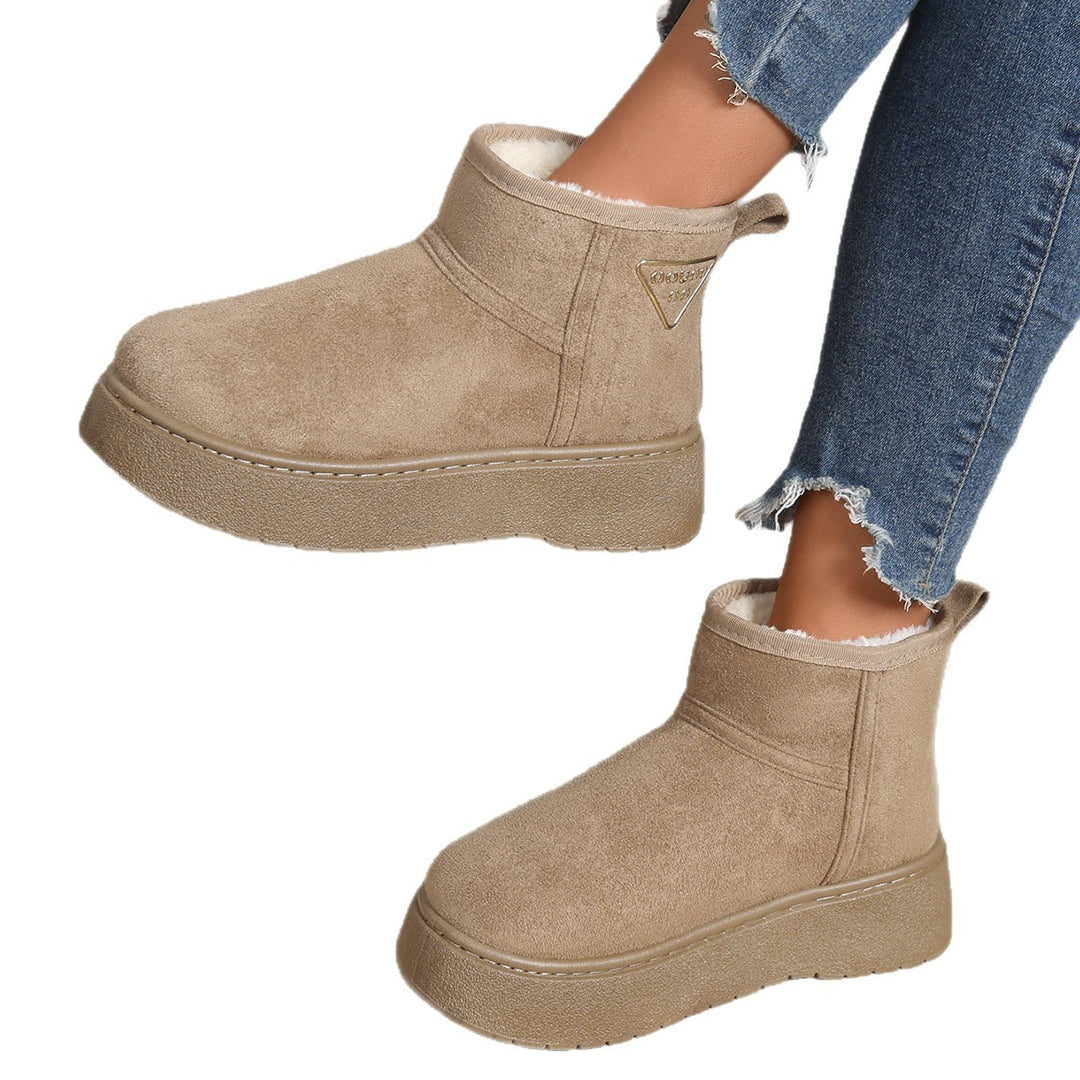 Damen Gefütterte Plateau‑Stiefeletten aus Wildlederoptik mit Teddyfutter Drune