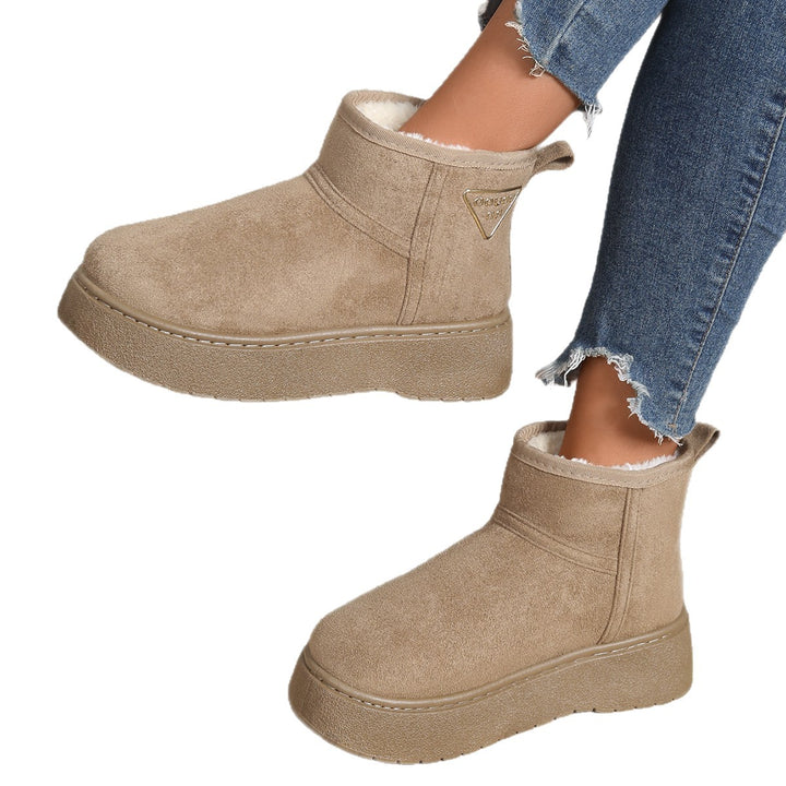 Damen Gefütterte Plateau‑Stiefeletten aus Wildlederoptik mit Teddyfutter Drune