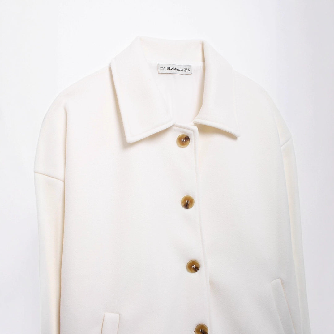 Damen Kurzmantel aus Woll-Mix mit Oversize‑Silhouette und verdeckter Knopfleiste Drune