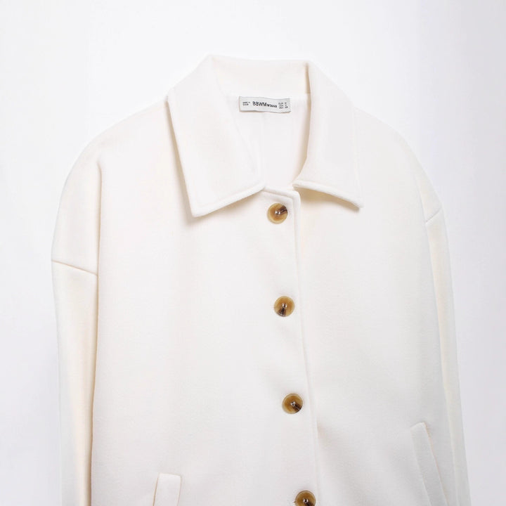 Damen Kurzmantel aus Woll-Mix mit Oversize‑Silhouette und verdeckter Knopfleiste Drune