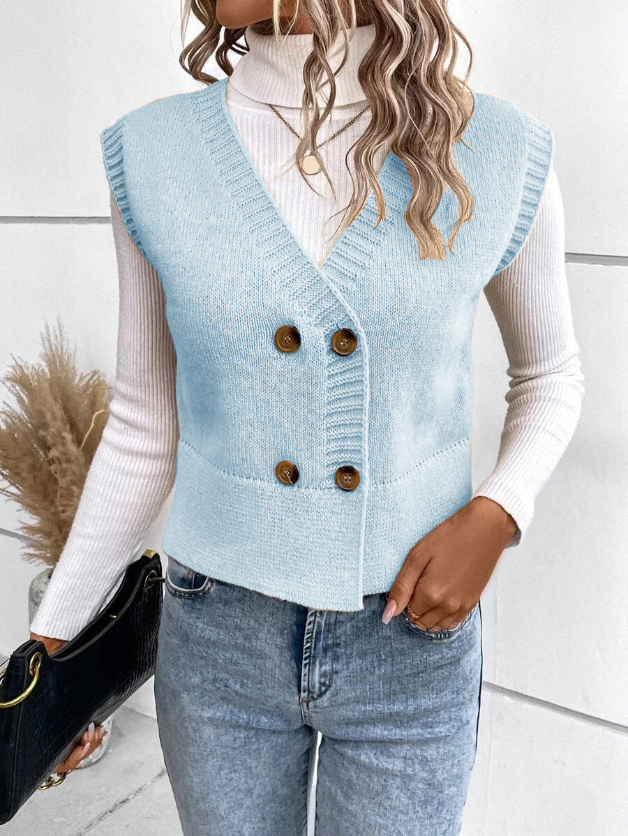 Damen Strickweste mit doppelter Knopfleiste Drune