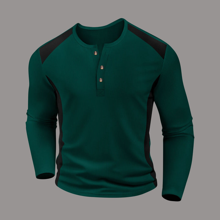 Herren Langarmhemd mit charismatischem Henley-Ausschnitt von Drune