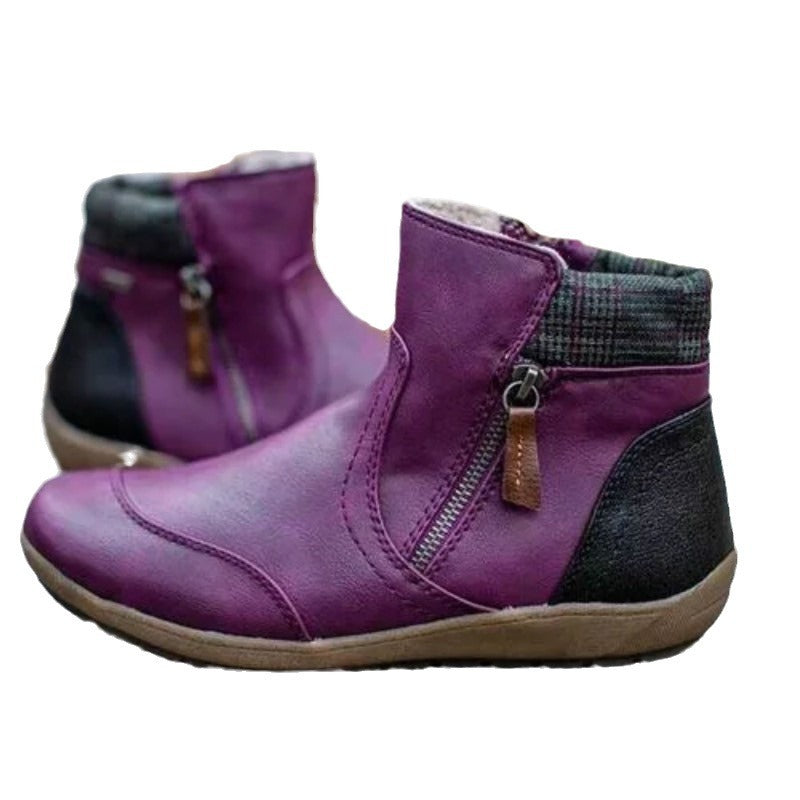 Damen nan lederoptik gefütterte Stiefelette mit seitlichem Reißverschluss und rutschfester Laufsohle Drune