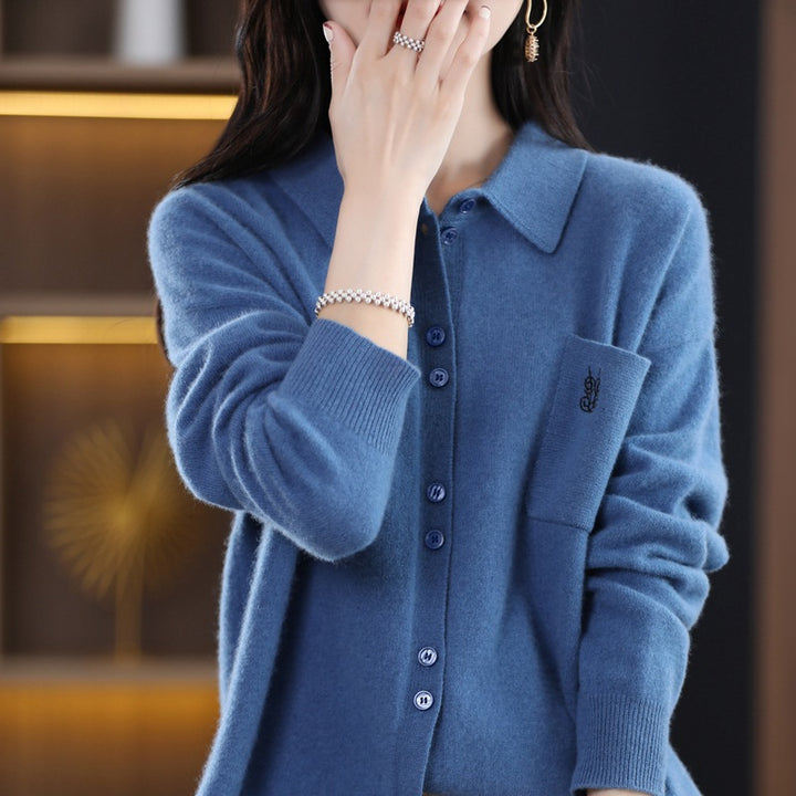 Damen Strickbluse mit klarem Schnitt und eleganten Knopfdetails Drune