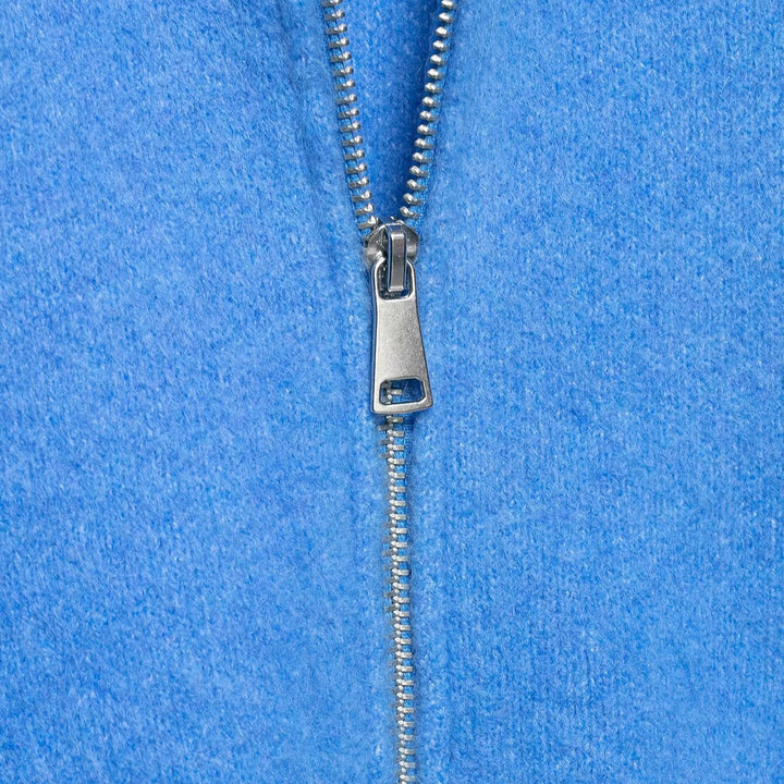 Damen Kurze Strickjacke mit Reißverschluss, weitem Polokragen und geripptem Saum Drune