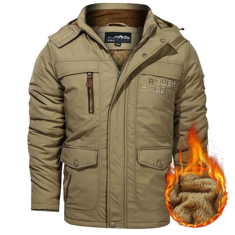 Herren nan isolierte Kapuzenparka mit Sherpa-Innenfutter, winddichter Front und Multifunktions-Taschen Drune