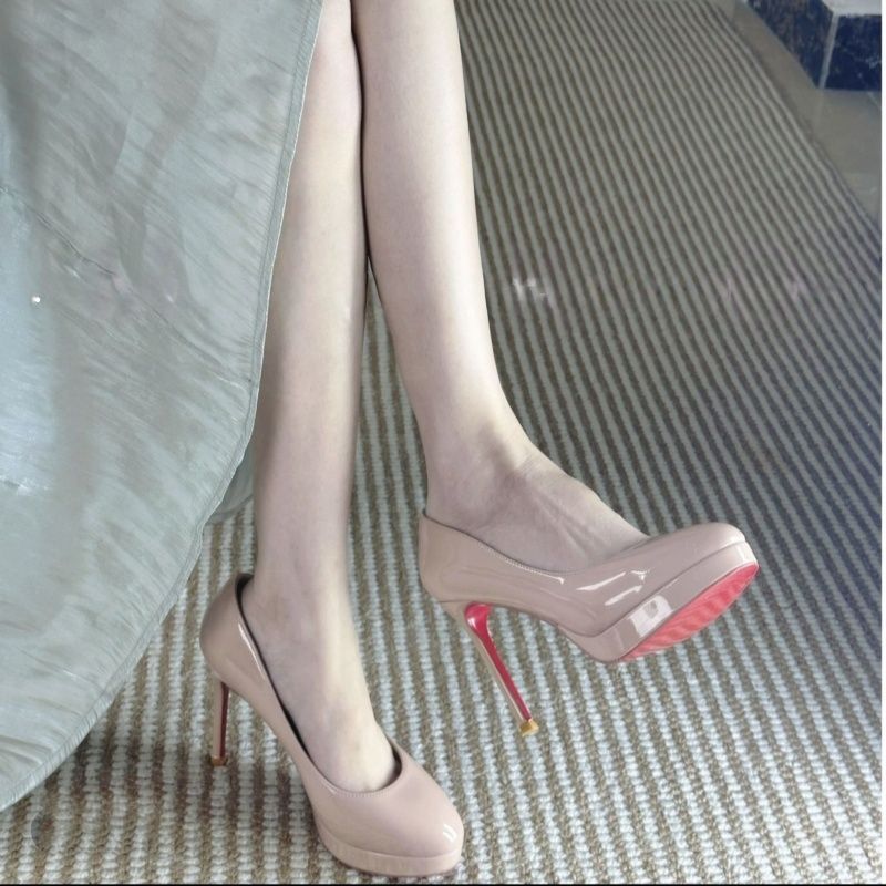 Damen glänzende Stiletto Pumps mit hoher Absatzform Drune