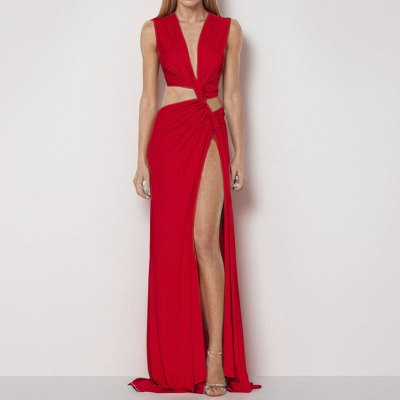 Damen Glamouröses Cut-Out Kleid Drune