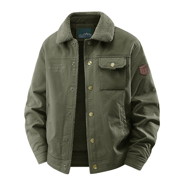 Herren nan gesteppte Canvas-Arbeiterjacke mit Teddykragen, thermischer Innenlage und multiplen Taschen Drune