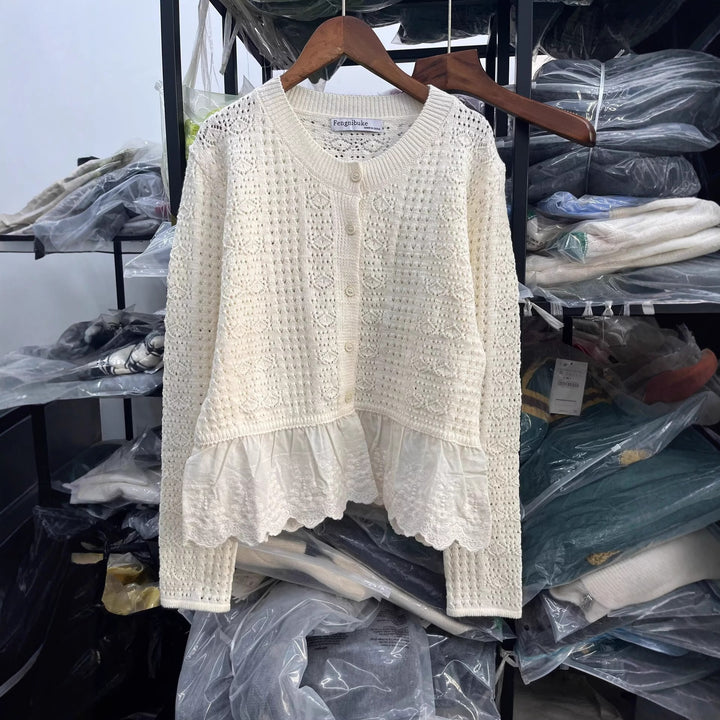 Damen Strickjacke mit voluminösem Saum und eleganten Details Drune