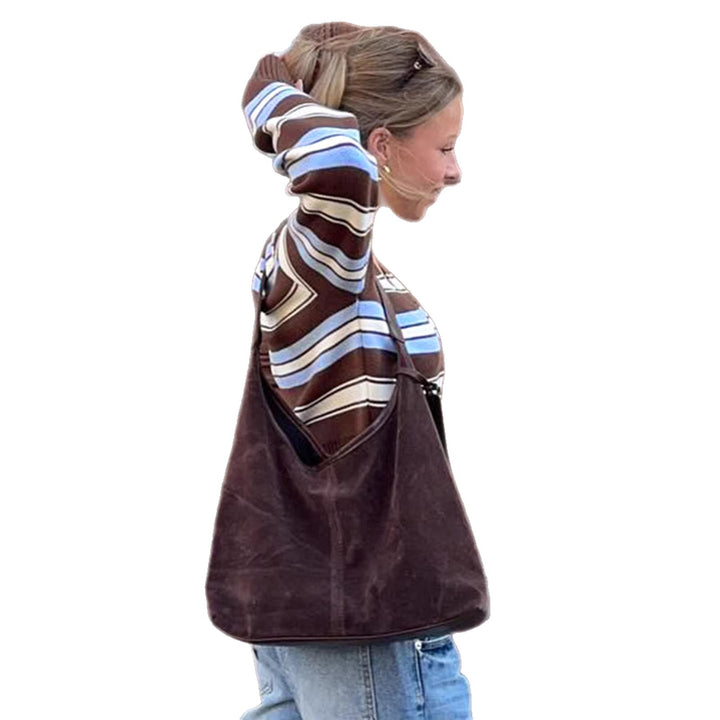 Damen Kurzgeschnittene gestreifte Strickjacke mit V-Ausschnitt und tailliertem Rippbund Drune