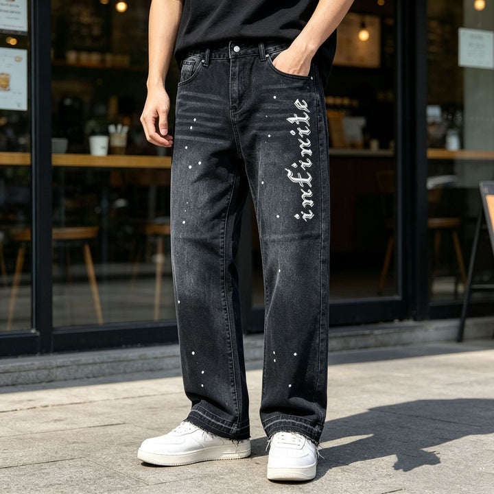 Herren Modische Jeans mit Schriftzug Drune