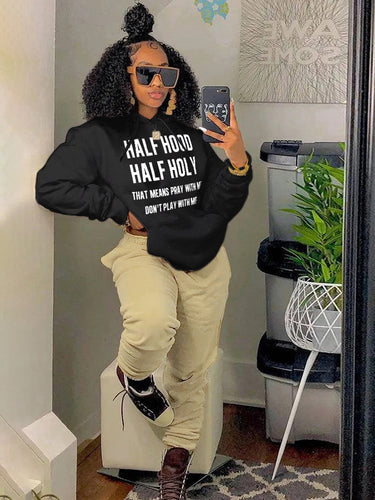 Damen Hoodie und Jogginghose Set mit kraftvollem Aufdruck Drune