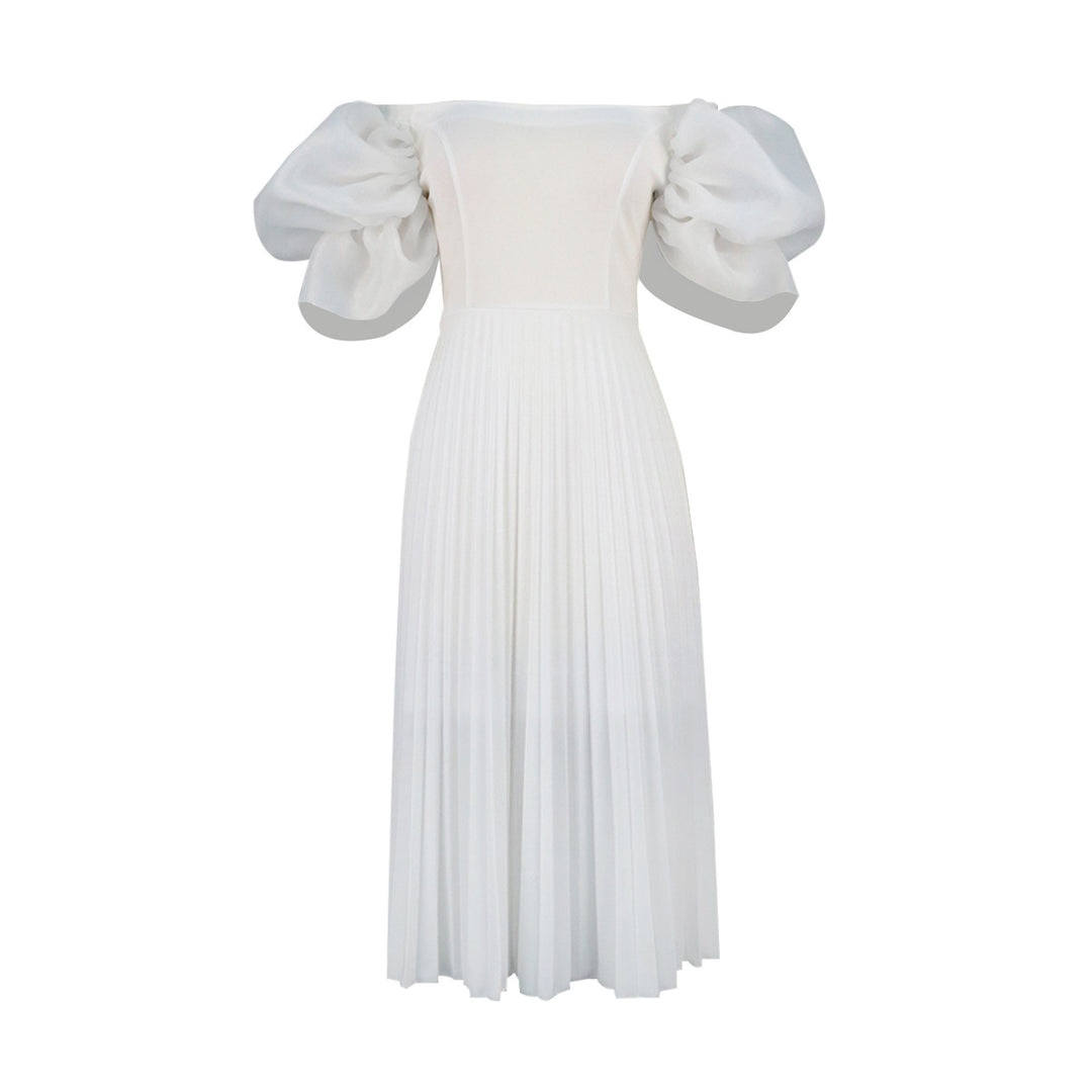 Damen Elegantes Kleid mit voluminösen Puffärmeln und schwingendem Rock Drune