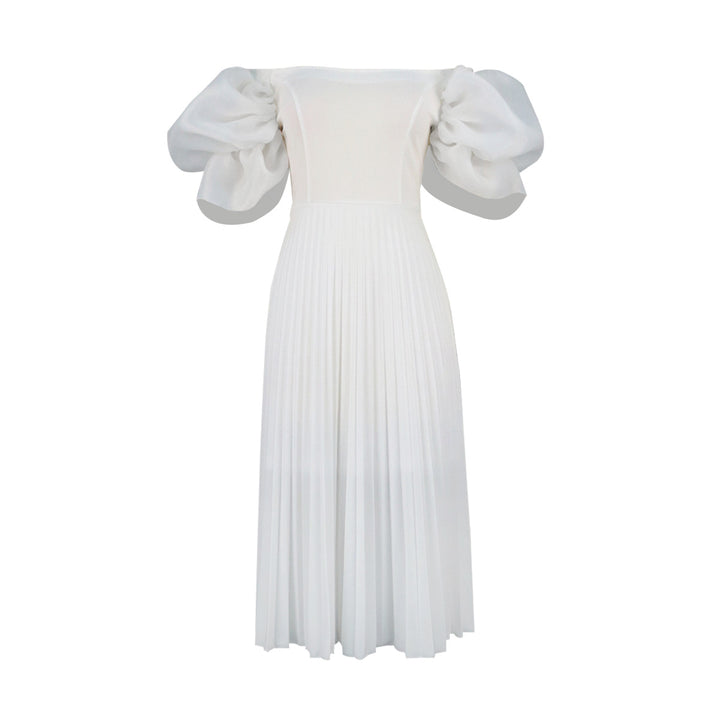 Damen Elegantes Kleid mit voluminösen Puffärmeln und schwingendem Rock Drune