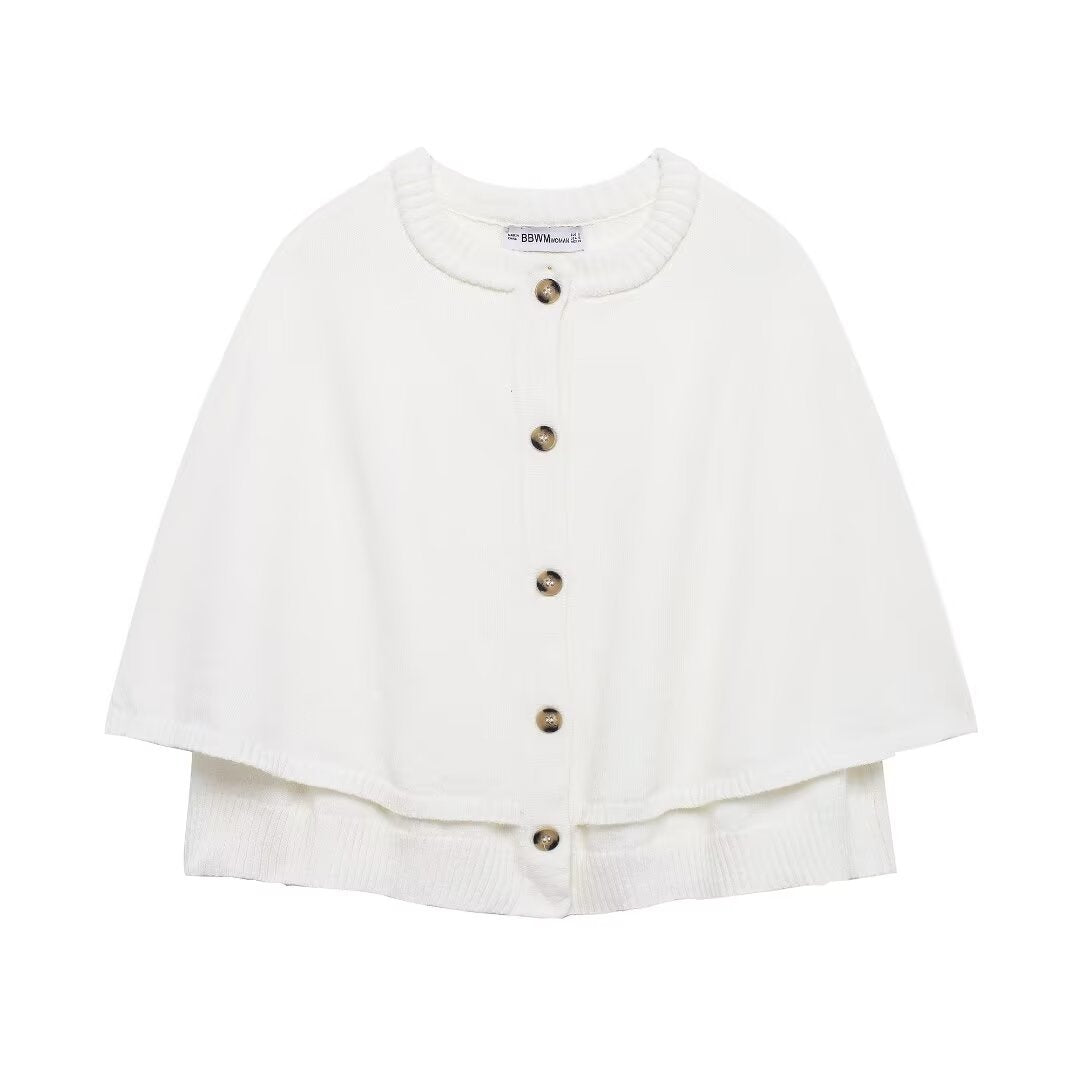 Damen Cape-Cardigan mit Knopfleiste und zweilagigem Umhang Drune