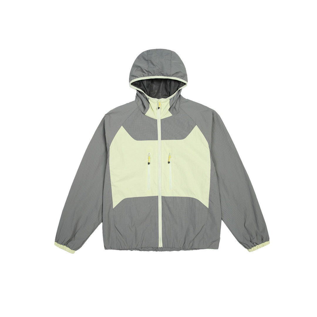 Unisex Leichte Kapuzen-Windjacke mit Ripstop‑Material, Colourblock‑Einsätzen und Fronttaschen Drune