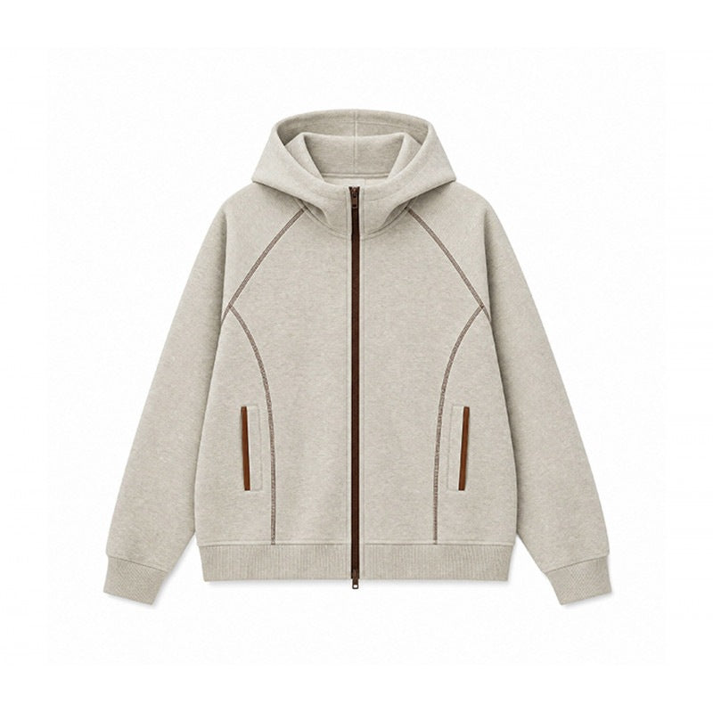 Herren Sportliche Kapuzen-Sweatjacke mit Kontrast-Reißverschluss und ergonomischen Nähten Drune