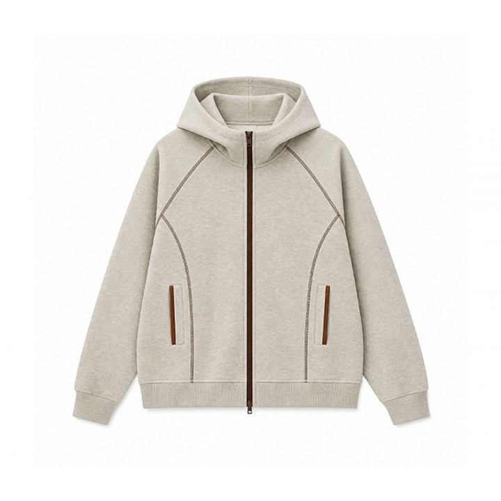Herren Sportliche Kapuzen-Sweatjacke mit Kontrast-Reißverschluss und ergonomischen Nähten Drune