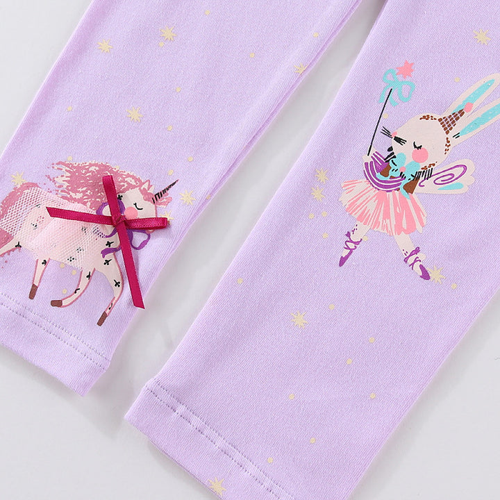 Mädchen Leggings mit verspieltem Einhorn- und Hasenmuster Drune