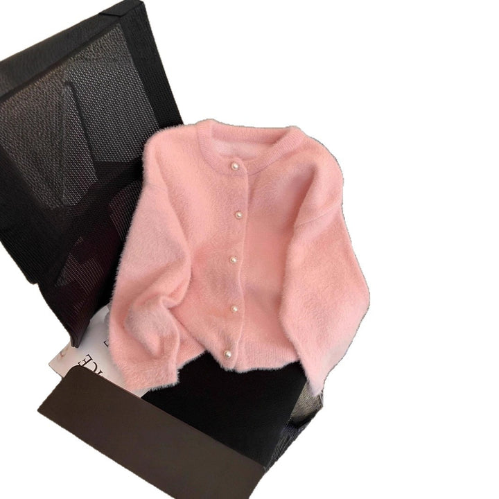 Damen Flauschige Strickjacke mit Knopfleiste Drune