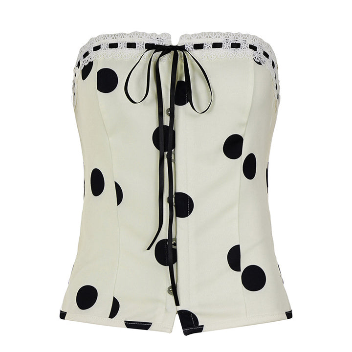 Damen Elegantes High-Neck Top mit Polka Dots Drune