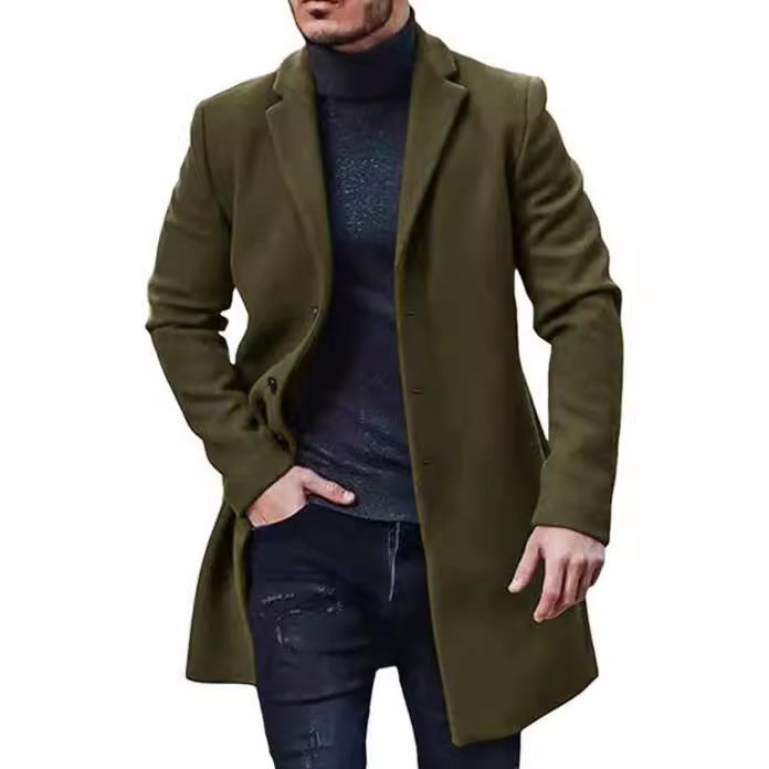 Herren eleganter langanhaltender Freizeitmantel im klassischen Stil Drune