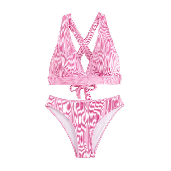 Damen Bikini-Set mit hohem Taillenbund und eleganten Falten Drune