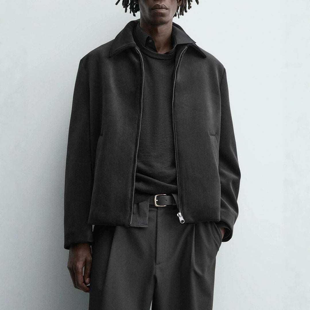 Herren Boxy‑Zip‑Blouson mit Hemdkragen und feinem Wollmix Drune