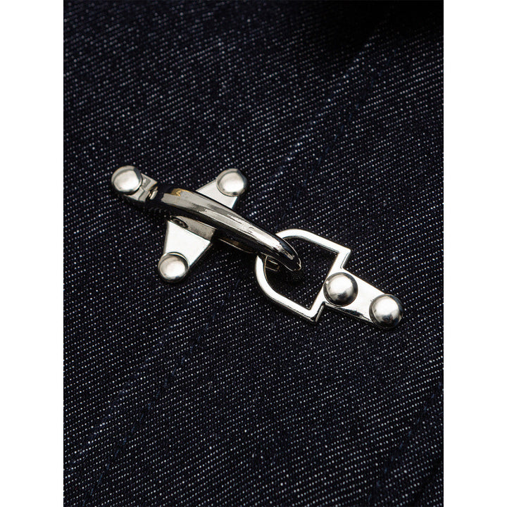 Herren Boxy-Jeansjacke mit Cordkragen und Metallknebelverschlüssen Drune