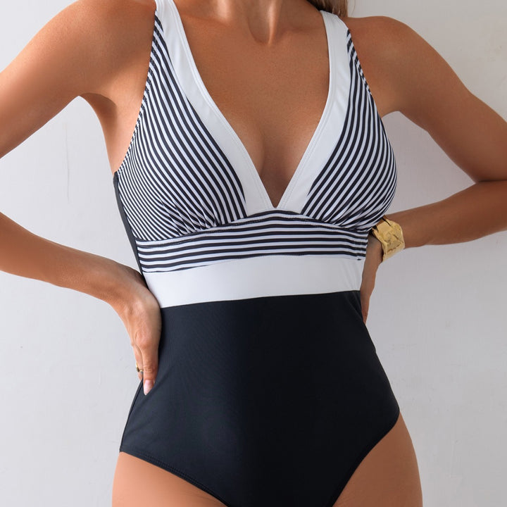 Damen Eleganter Badestrumpf mit tiefem V-Ausschnitt Drune